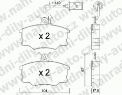 Brzdové destičky PŘEDNÍ, 055.1, ALFA ROMEO 164