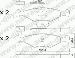 Brzdové destičky PŘEDNÍ, 059.1, FIAT TEMPRA 