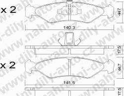 Brzdové destičky PŘEDNÍ, 090.0, FORD FIESTA 