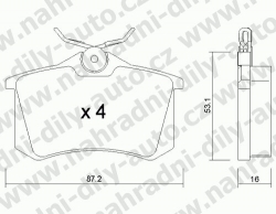 Brzdové destičky ZADNÍ, GDB1330_MAX, AUDI A4 (8E-8H)