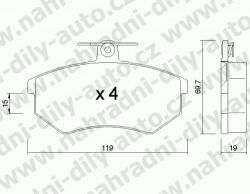 Brzdové destičky PŘEDNÍ, 151.0, AUDI 80 (8C-B4)