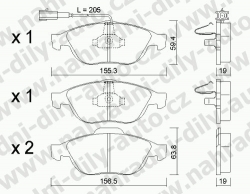 Brzdové destičky PŘEDNÍ, 229.1, ALFA ROMEO 156