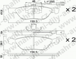 Brzdové destičky PŘEDNÍ, 085.0, ALFA ROMEO 156