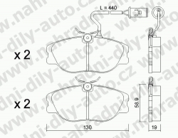 Brzdové destičky PŘEDNÍ, 074.0, ALFA ROMEO 164