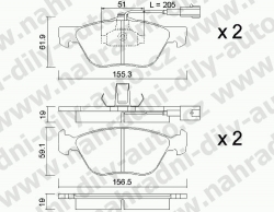 Brzdové destičky PŘEDNÍ, 085.1, ALFA ROMEO 166