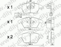 Brzdové destičky PŘEDNÍ, GDB1550_MAX, AUDI A3 (8P)