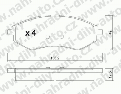 Brzdové destičky PŘEDNÍ, 524.0, CHEVROLET KALOS 