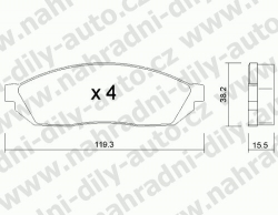 Brzdové destičky PŘEDNÍ, 089.0, DAEWOO DAMAS 