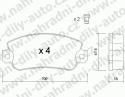 Brzdové destičky PŘEDNÍ, 035.1, FIAT UNO 