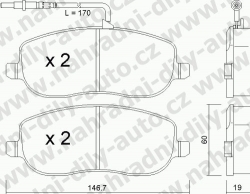 Brzdové destičky PŘEDNÍ, 546.0, FIAT SCUDO 