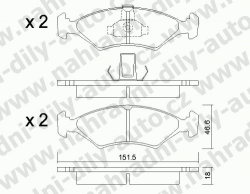 Brzdové destičky PŘEDNÍ, 095.0, FORD FIESTA 