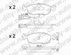 Brzdové destičky PŘEDNÍ, 096.0, FORD SIERRA 