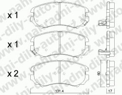 Brzdové destičky PŘEDNÍ, 519.0, HYUNDAI TUCSON (JM)