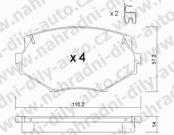 Brzdové destičky PŘEDNÍ, 488.0, MAZDA MX 5