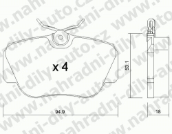 Brzdové destičky PŘEDNÍ, 043.0, MERCEDES 190 /201/