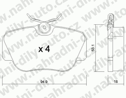 Brzdové destičky PŘEDNÍ, 043.0, MERCEDES 190 /201/