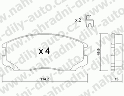 Brzdové destičky PŘEDNÍ, 230.1, MITSUBISHI COLT V