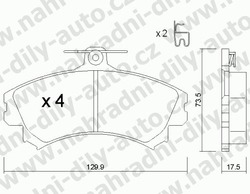 Brzdové destičky PŘEDNÍ, 225.1, MITSUBISHI COLT VI