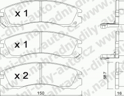 Brzdové destičky PŘEDNÍ, 136.0, MITSUBISHI GALANT VI