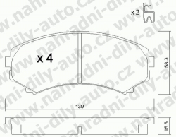 Brzdové destičky PŘEDNÍ, 414.0, MITSUBISHI PAJERO III