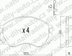 Brzdové destičky PŘEDNÍ, 416.0, MITSUBISHI L200 (K6)