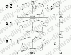 Brzdové destičky PŘEDNÍ, 555.0, OPEL ZAFIRA B