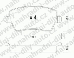 Brzdové destičky PŘEDNÍ, GDB3332_MAX, RENAULT CLIO III