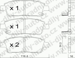 Brzdové destičky PŘEDNÍ, 438.0, TOYOTA COROLLA VERSO