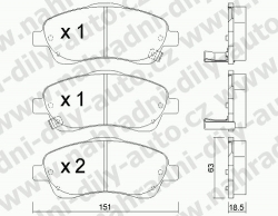 Brzdové destičky PŘEDNÍ, 466.0, TOYOTA COROLLA VERSO