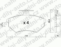 Brzdové destičky PŘEDNÍ, GDB1048_MAX, VOLKSWAGEN CORRADO 