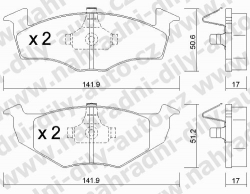 Brzdové destičky PŘEDNÍ, GDB1274_MAX, VOLKSWAGEN POLO (6N)