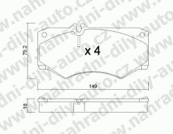 Brzdové destičky PŘEDNÍ, 016.0, VOLKSWAGEN LT 45