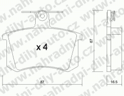 Brzdové destičky ZADNÍ, 050.0, ALFA ROMEO 164