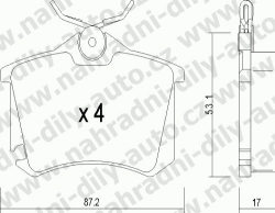 Brzdové destičky ZADNÍ, 102.5, AUDI A3 (8P)