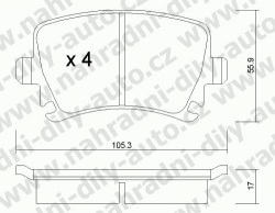 Brzdové destičky ZADNÍ, GDB1622_MAX, AUDI A3 (8P)