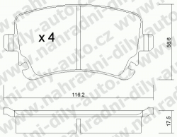 Brzdové destičky ZADNÍ, 570.2, AUDI A4 Quattro