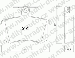 Brzdové destičky ZADNÍ, 050.0, AUDI A6 (4A)