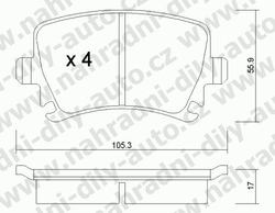 Brzdové destičky ZADNÍ, GDB1622_MAX, AUDI A6 (4F)