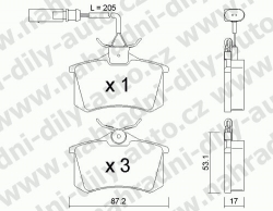 Brzdové destičky ZADNÍ, GDB1415_MAX, FORD GALAXY 