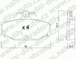 Brzdové destičky ZADNÍ, 097.2, FORD SIERRA 