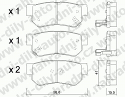 Brzdové destičky ZADNÍ, 374.0, HYUNDAI TRAJET (FO)