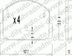 Brzdové destičky ZADNÍ, 311.1, MAZDA 626 (GF)