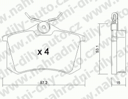 Brzdové destičky ZADNÍ, 102.0, PEUGEOT 405 