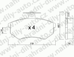 Brzdové desky Přední TRW , GDB404, AUDI 80 (8C-B4)