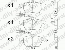 Brzdové destičky PŘEDNÍ, GDB1307_MAX, AUDI A4 (8D)