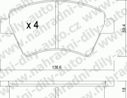 Brzdové destičky PŘEDNÍ, GDB1552_MAX, RENAULT SCENIC 