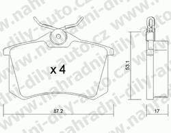 Brzdové destičky ZADNÍ, GDB1330_MAX, AUDI A6 (4B)