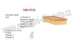 vzduchový filtr, MD-9536, RENAULT ESPACE III 11/96-08/03