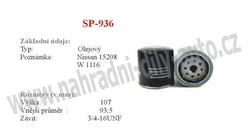 Olejový filtr MANN-FILTER, W 920/14, NISSAN VANETTE CARGO  (HC 23)  01/95-