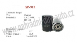 Olejový filtr MANN-FILTER, W 940/25, VOLKSWAGEN GOLF III 08/91-04/99